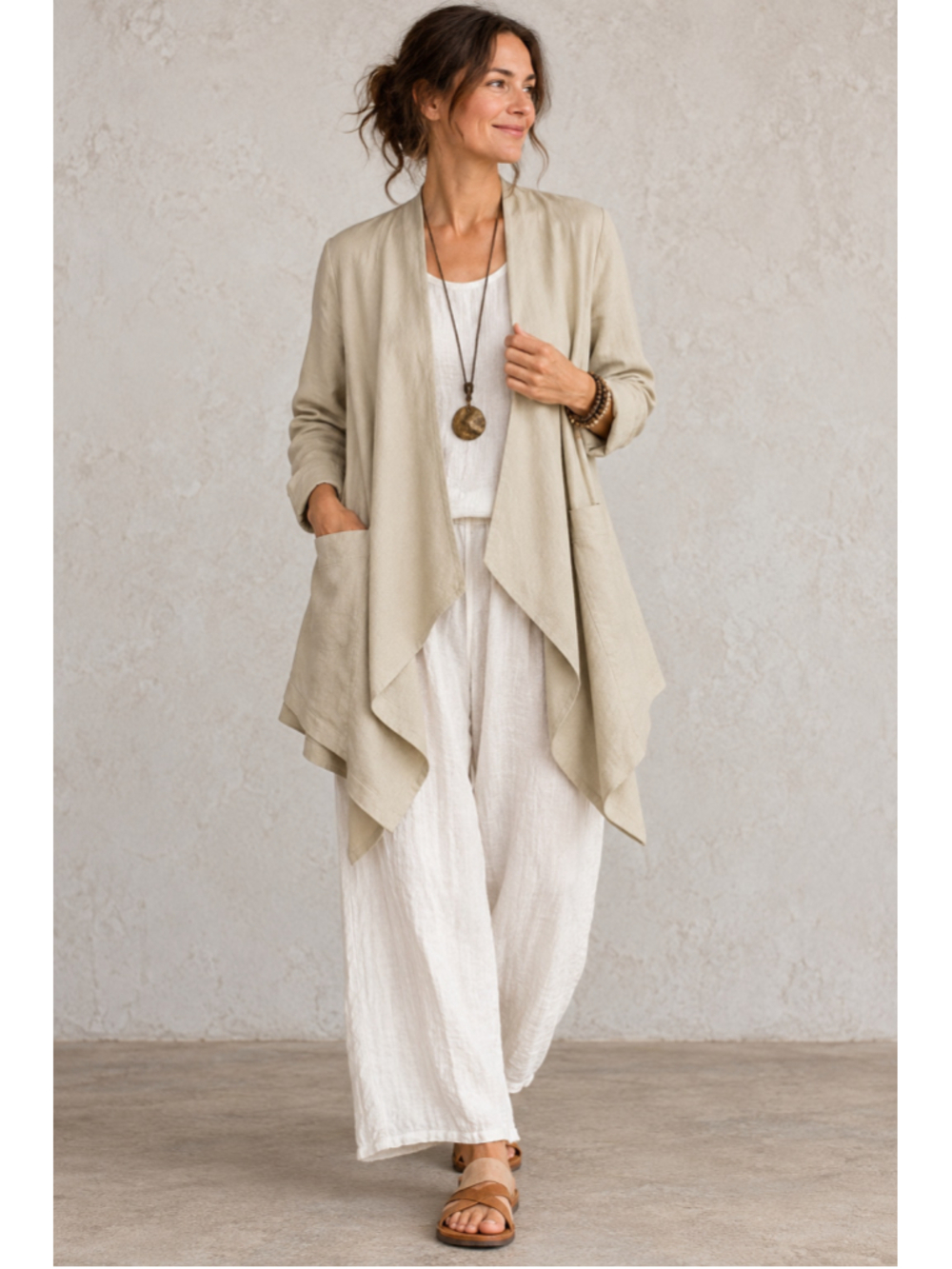 Transit Par-Such Size 4 Draped Asymmetrical Jacket Linen Look Lagenlook Italy